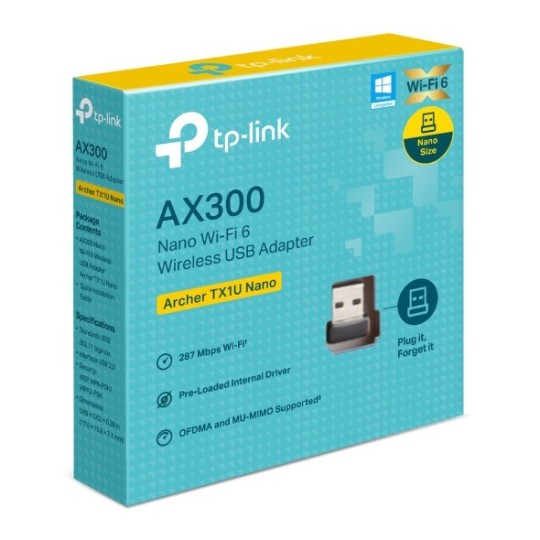 TP-LINK Archer TX1U Nano (EU) AX300 Nano Wi-Fi 6 Wireless USB Adapter