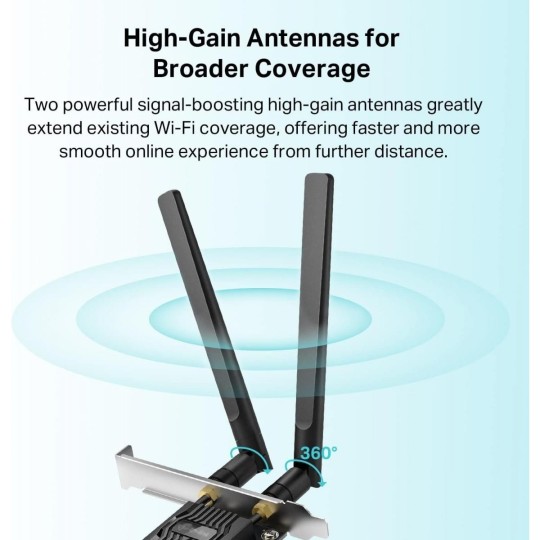 TP-Link WiFi 6 PCIe WiFi Card for Desktop PC AX1800 (Archer TX20E), Bluetooth 5.2, WPA3, 802.11ax Dual Band Wireless Adapter