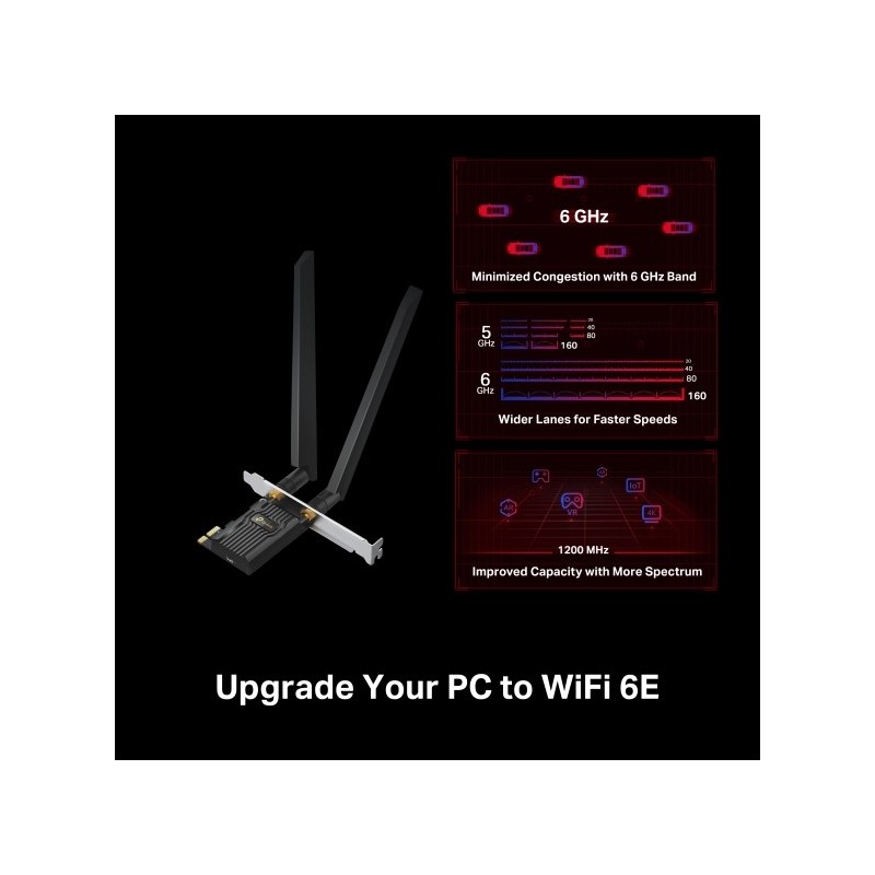 TP-LINK Archer TXE72E AXE5400 Wi-Fi 6E Bluetooth 5.3 PCIe Adapter