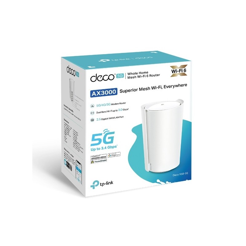 TP-LINK Deco X50-5G (1-pack) / 5G AX3000 Whole Home Mesh Wi- Fi 6 Gateway