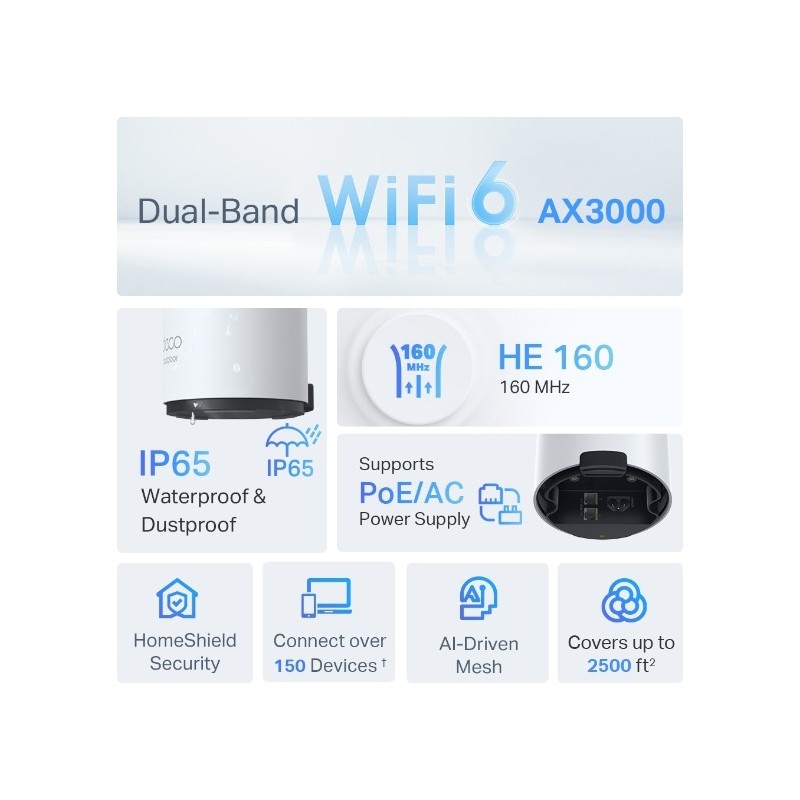 TP-LINK Deco X50-Outdoor (1-pack) / AX3000 Outdoor/Indoor Mesh Wi-Fi 6 Unit