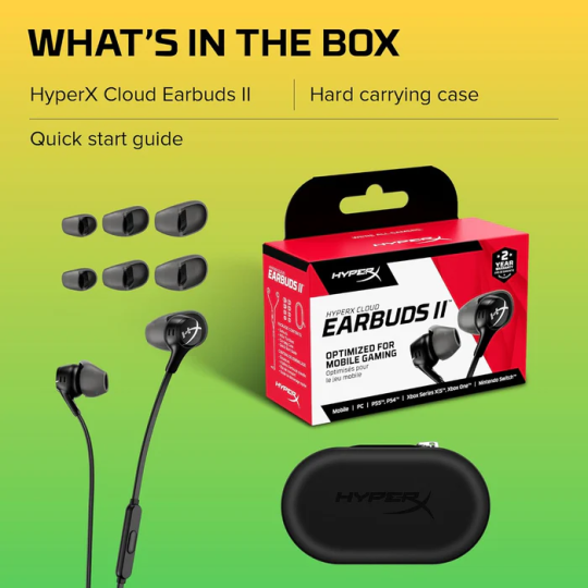 Hyperx Cloud Earbuds Ii – 14mm Drivers, Four Eartips, Hard-shell Carrying Case
