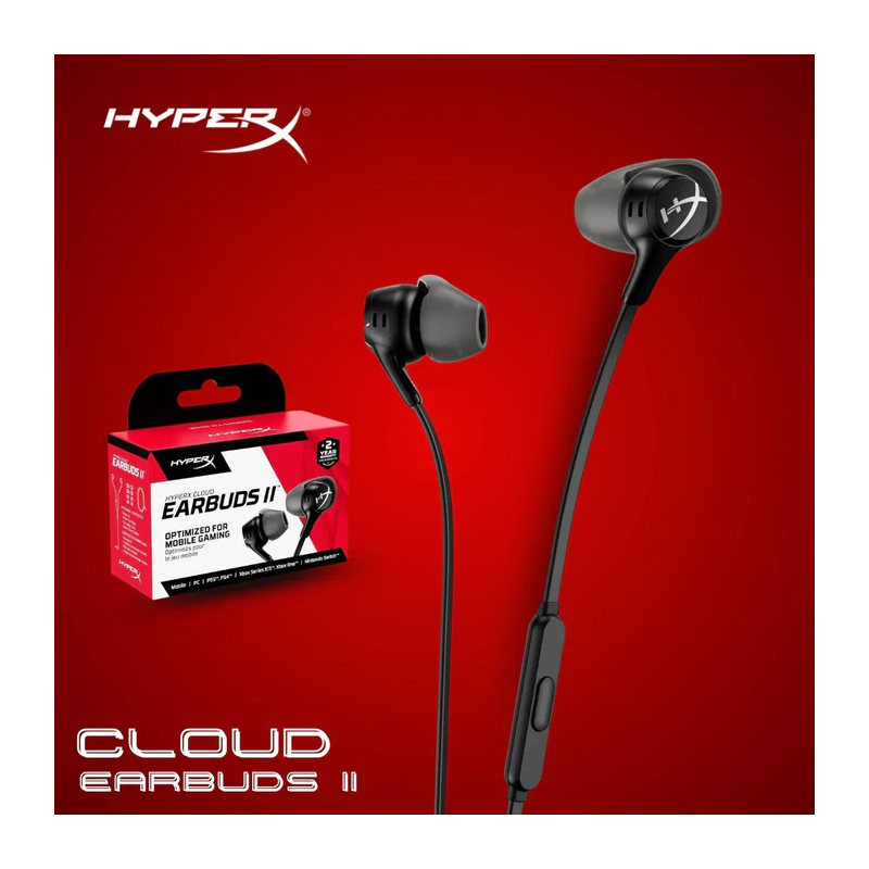 Hyperx Cloud Earbuds Ii – 14mm Drivers, Four Eartips, Hard-shell Carrying Case