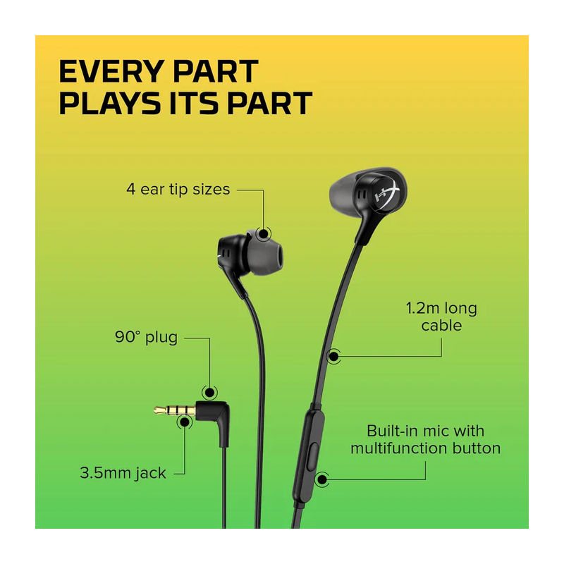 Hyperx Cloud Earbuds Ii – 14mm Drivers, Four Eartips, Hard-shell Carrying Case