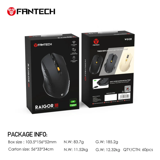 Fantech Raigor Gen III WG12R Rechargeable Wireless Gaming Mouse – Precision & Comfort