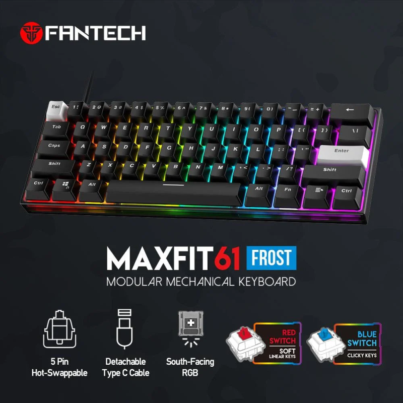 Fantech Maxfit61 Frost Modular Mechanical Keyboard – Compact & Customizable