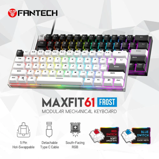 Fantech Maxfit61 Frost Modular Mechanical Keyboard – Compact & Customizable