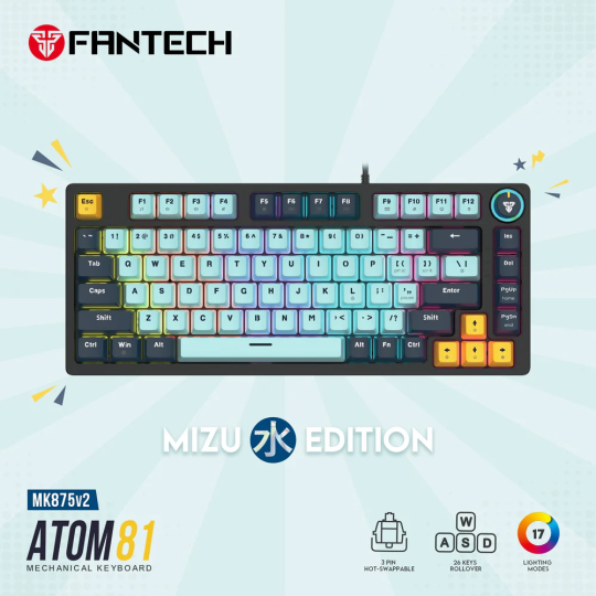 Fantech MK875 V2 Atom 81 RGB Mechanical Gaming Keyboard – Compact & Responsive