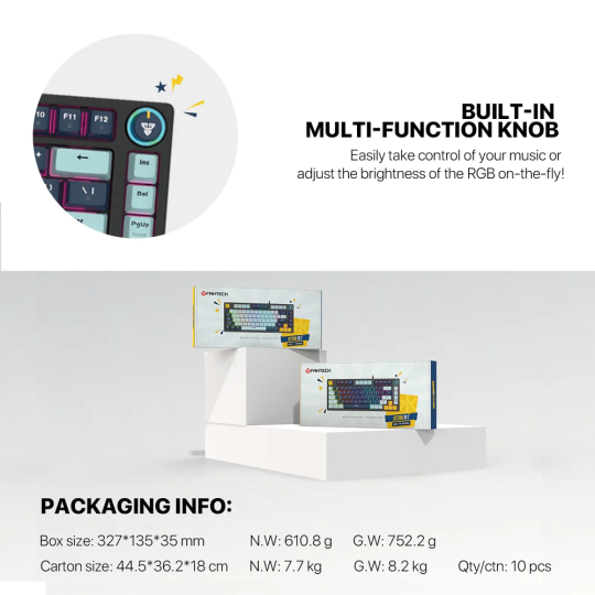 Fantech MK875 V2 Atom 81 RGB Mechanical Gaming Keyboard – Compact & Responsive