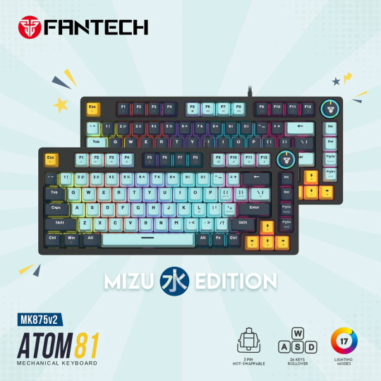 Fantech MK875 V2 Atom 81 RGB Mechanical Gaming Keyboard – Compact & Responsive