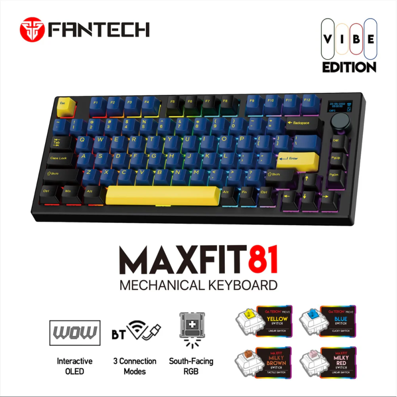 Fantech Maxfit81 MK910 Vibe Grand Cobalt Edition Mechanical Keyboard – Premium RGB & Performance