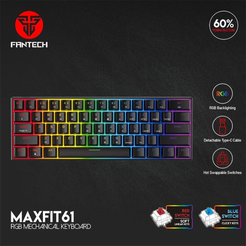 Fantech Maxfit61 MK857 RGB Mechanical Keyboard – Compact & Customizable