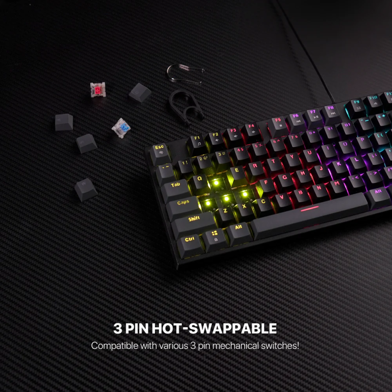 Fantech Atom TKL MK876 V2 Mechanical Keyboard – Double Injection Keycaps & RGB