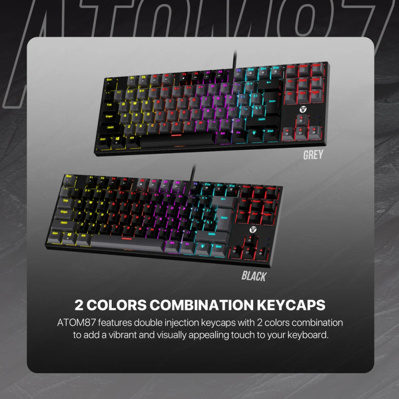 Fantech Atom TKL MK876 V2 Mechanical Keyboard – Double Injection Keycaps & RGB