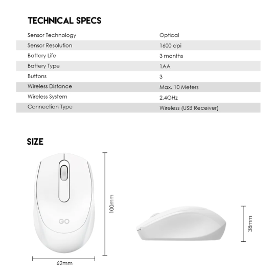 Fantech W603 GO Wireless Mouse – Portable, Precise & Comfortable