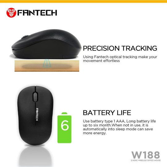 Fantech W188 Wireless Mouse – Compact, Reliable & Comfortable