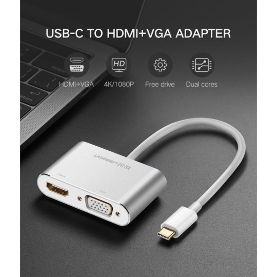 UGREEN USB Type C to HDMI + VGA Converter - MM123 - 30843