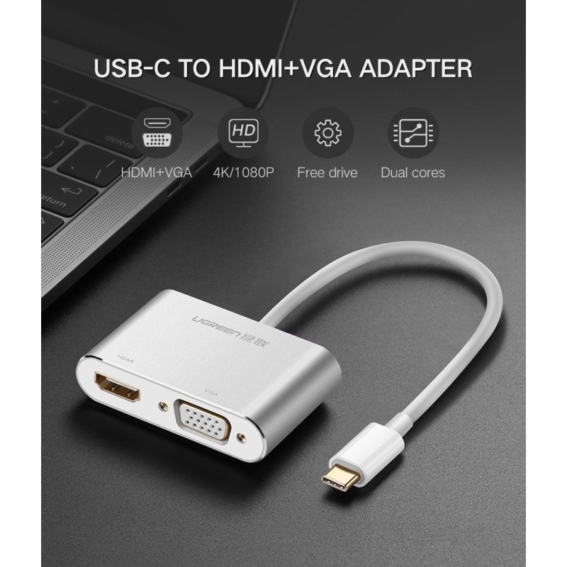UGREEN USB Type C to HDMI + VGA Converter - MM123 - 30843