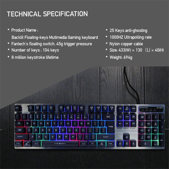 Fantech KX-302S Major Gaming Keyboard & Mouse Combo – Durable & Responsive Set