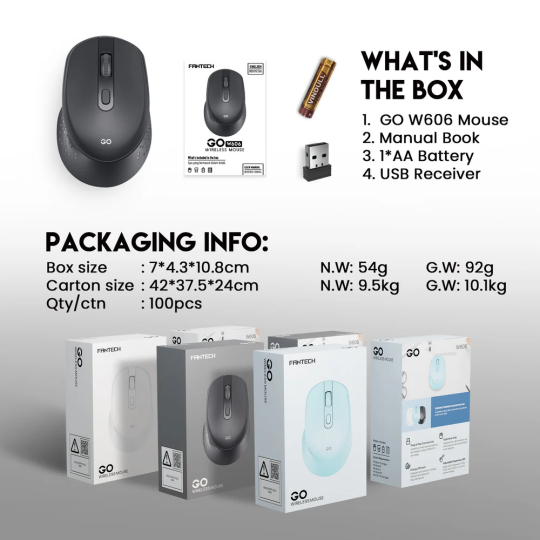 Fantech GO W606 Wireless Office Mouse – Comfortable & Reliable