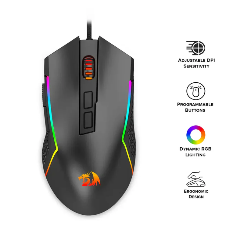Redragon M613-RGB Trident Lite Wired Gaming Mouse – Black, Precision & RGB