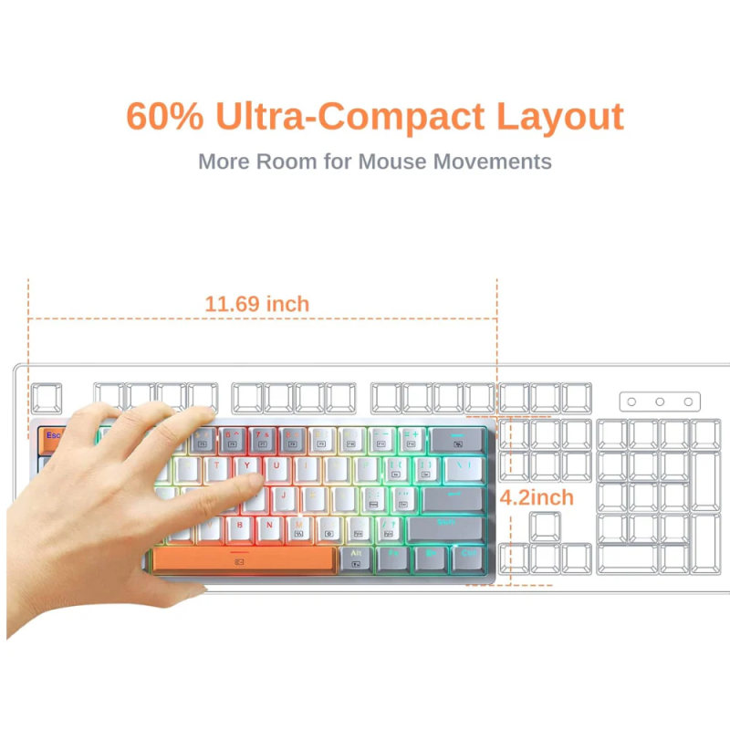 Redragon K642WGO Akali 60% RGB Mechanical Keyboard – Compact & Responsive
