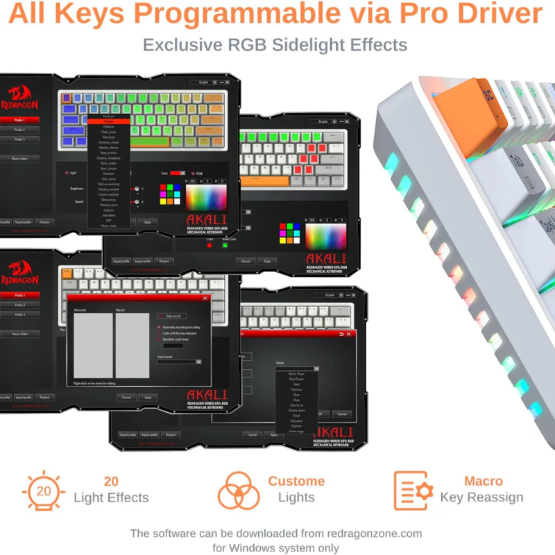 Redragon K642WGO Akali 60% RGB Mechanical Keyboard – Compact & Responsive