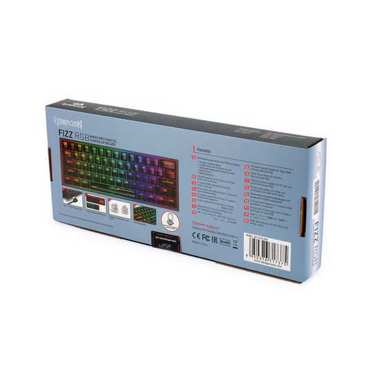 Redragon K617CTB-RGB 60% Wired RGB Gaming Keyboard – Compact & Responsive