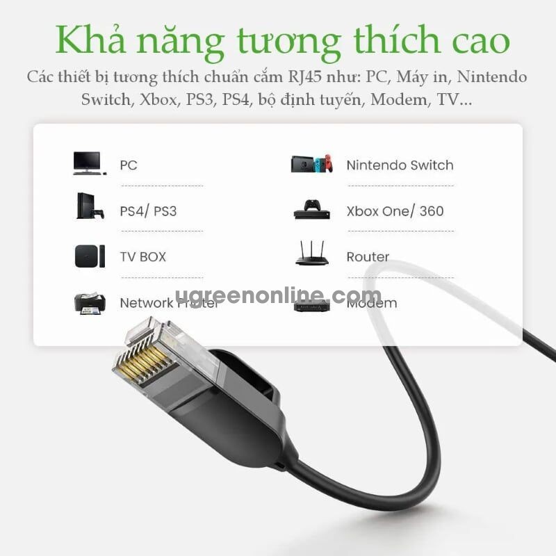 UGREEN CAT 6A Pure Copper Ethernet Cable OD2.8 (Black) - NW122 - 70331