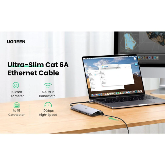 UGREEN CAT 6A Pure Copper Ethernet Cable OD2.8 (Black) - NW122 - 70331