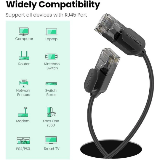 UGREEN CAT 6A Pure Copper Ethernet Cable OD2.8 (Black) - NW122 - 70331