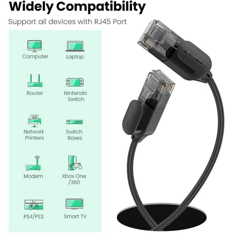 UGREEN CAT 6A Pure Copper Ethernet Cable OD2.8 (Black) - NW122 - 70331