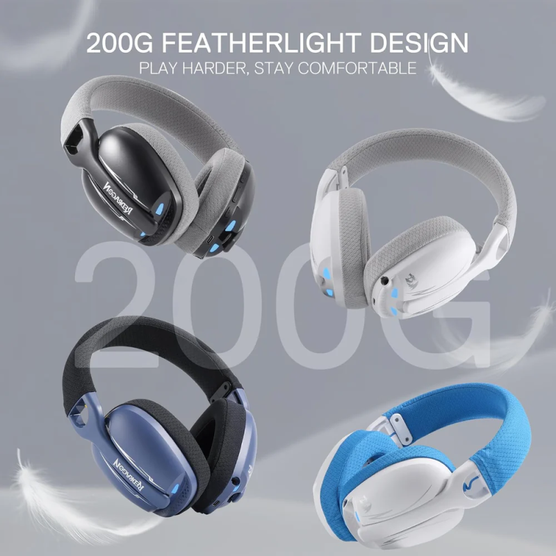 Redragon H878 3-mode Wireless Blue Lighting Gaming Headset - Lightweight - 7.1