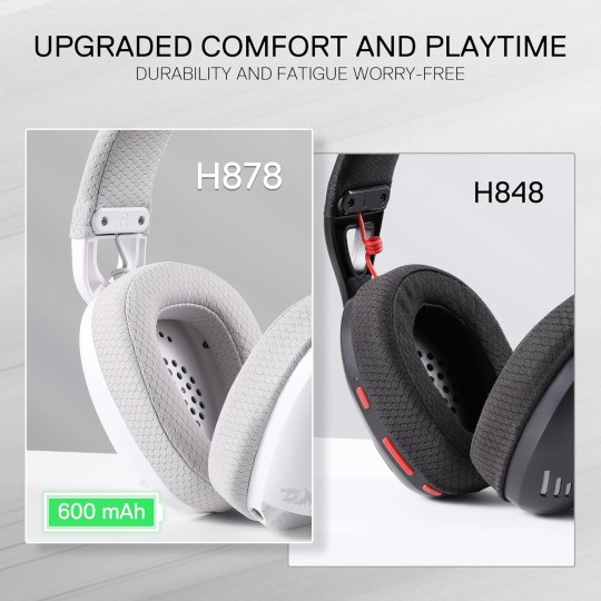 Redragon H878 3-mode Wireless Blue Lighting Gaming Headset - Lightweight - 7.1