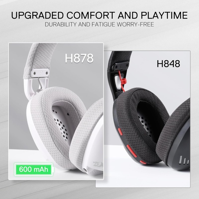 Redragon H878 3-mode Wireless Blue Lighting Gaming Headset - Lightweight - 7.1