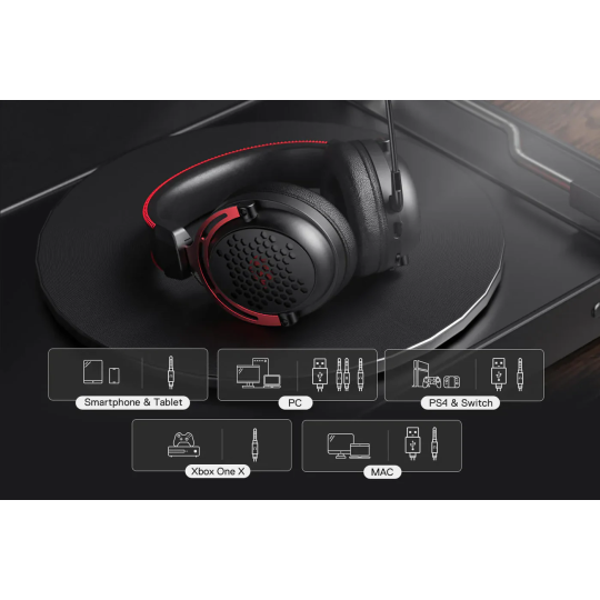 Redragon H386 Diomedes USB Gaming Headset – 7.1 Surround Sound & RGB Lighting (Black)