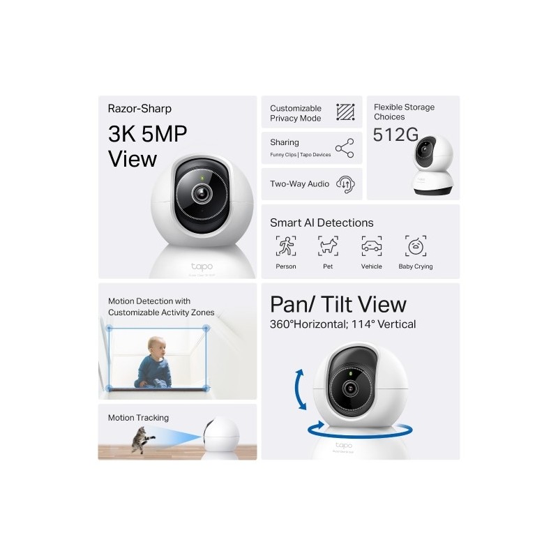 TP-LINK TC74 Pan/Tilt AI Home Security Wi-Fi Camera