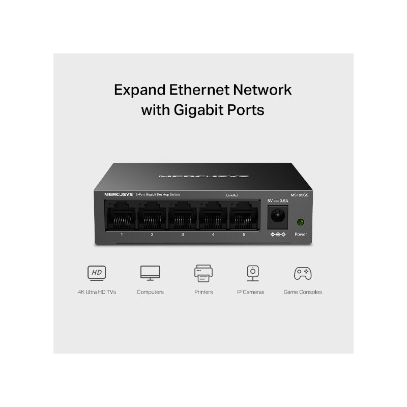 Mercusys MS105GS / 5-Port Gigabit Desktop Switch