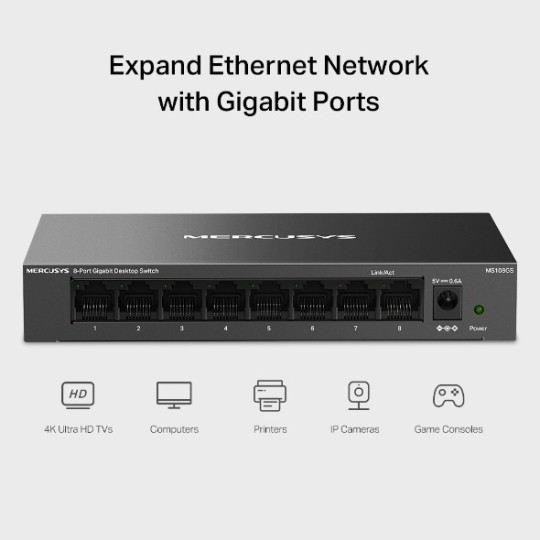Mercusys MS108GS / 8-Port Gigabit Desktop Switch