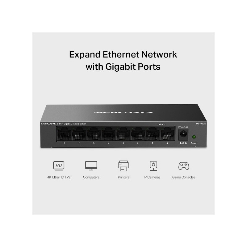 Mercusys MS108GS / 8-Port Gigabit Desktop Switch
