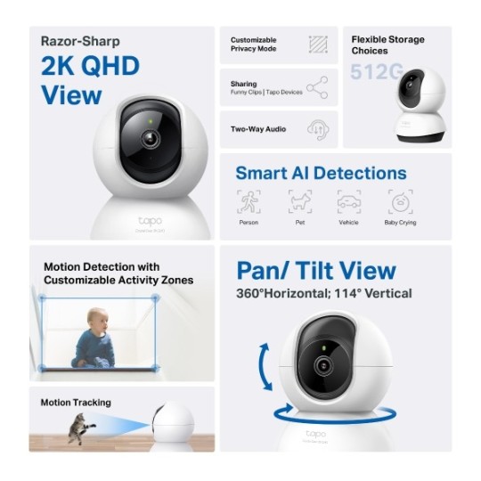 TP-LINK Tapo C220 - Pan - Tilt AI Home Security Wi-Fi Camera