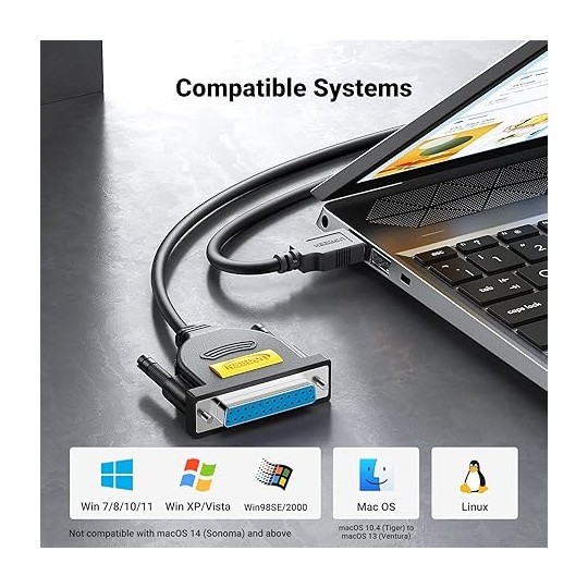 UGREEN USB to DB25 Parallel Printer Cable 2m - US167 - 20224