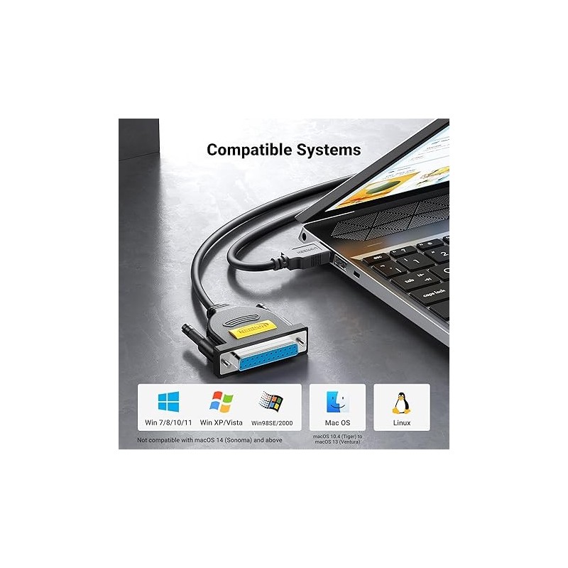 UGREEN USB to DB25 Parallel Printer Cable 2m - US167 - 20224