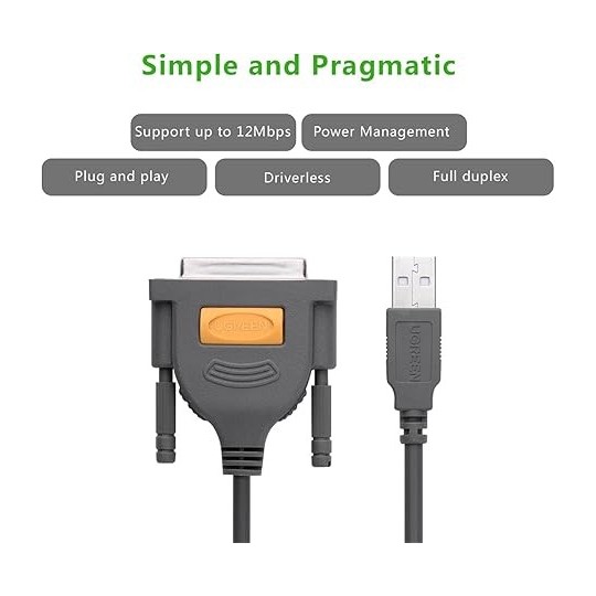 UGREEN USB to DB25 Parallel Printer Cable 2m - US167 - 20224
