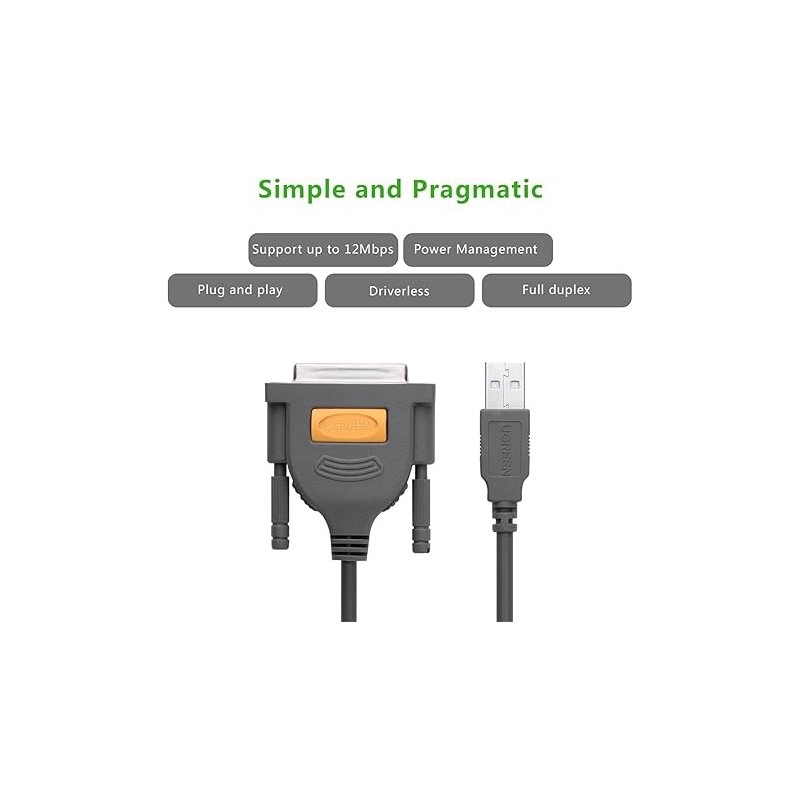 UGREEN USB to DB25 Parallel Printer Cable 2m - US167 - 20224