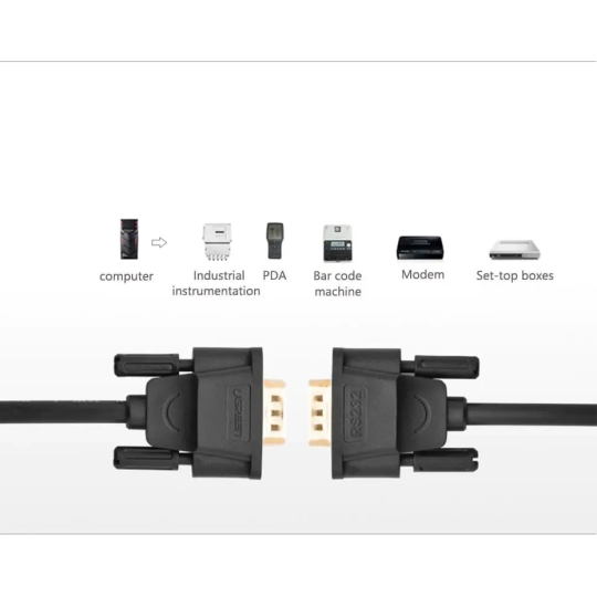 UGREEN DB9 RS232 Adapter Female to Female Cable 1.5m (Black) - DB101 - 20149