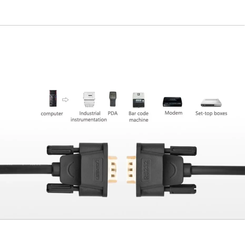 UGREEN DB9 RS232 Adapter Female to Female Cable 1.5m (Black) - DB101 - 20149