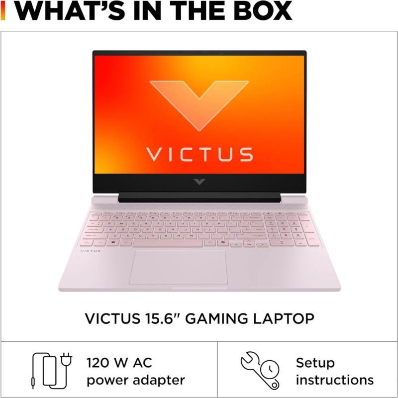 HP Victus 15-fa2003ne (2024) | Intel Core i7-13th Gen, RTX 3050 6GB, 144Hz 15.6″ Gaming Laptop – Powder Pink