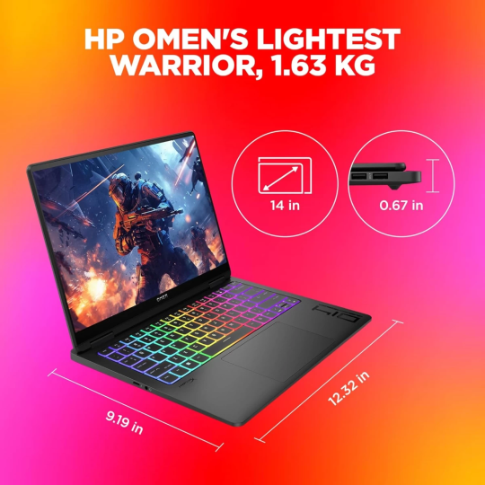 HP OMEN Transcend 14 (2025) Gaming Laptop – Intel Core Ultra 7 255H, RTX 5060 8GB, 3K OLED 120Hz, 16-Core Powerhouse