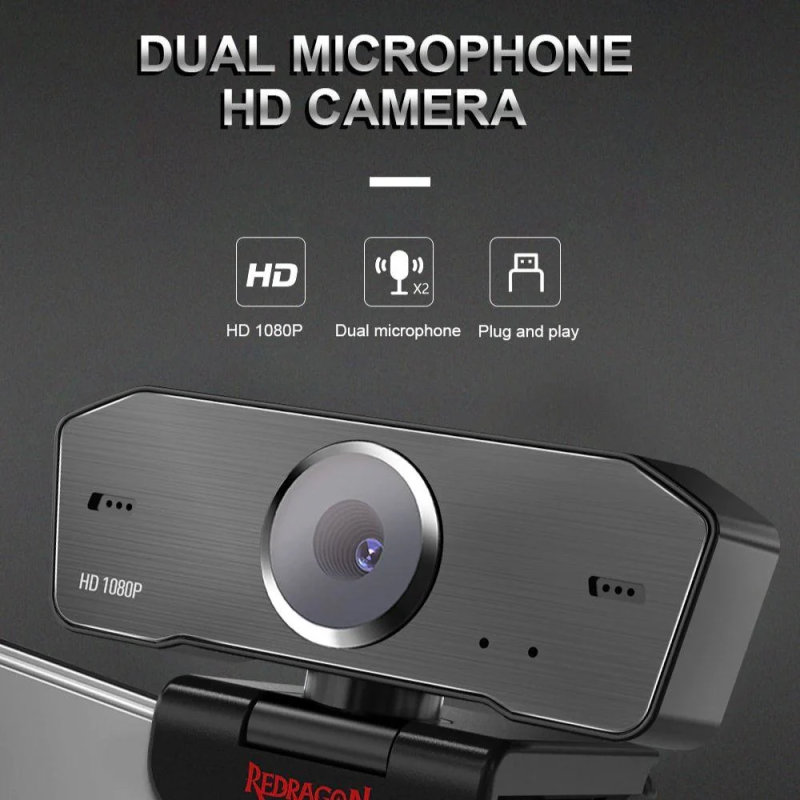 Redragon GW800 Hitman 1080p Webcam – Full HD Video with Dual Microphone